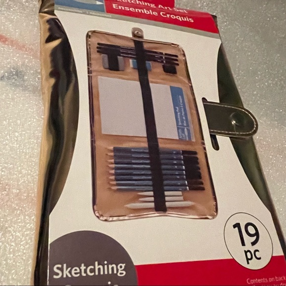 Office | Sketching Drawing Travel Art Set In Metallic Pouch Bag 19 ...